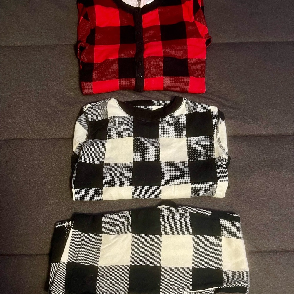 Old Navy Kids Plaid Pajama sets- Red/ Black, White/ Black